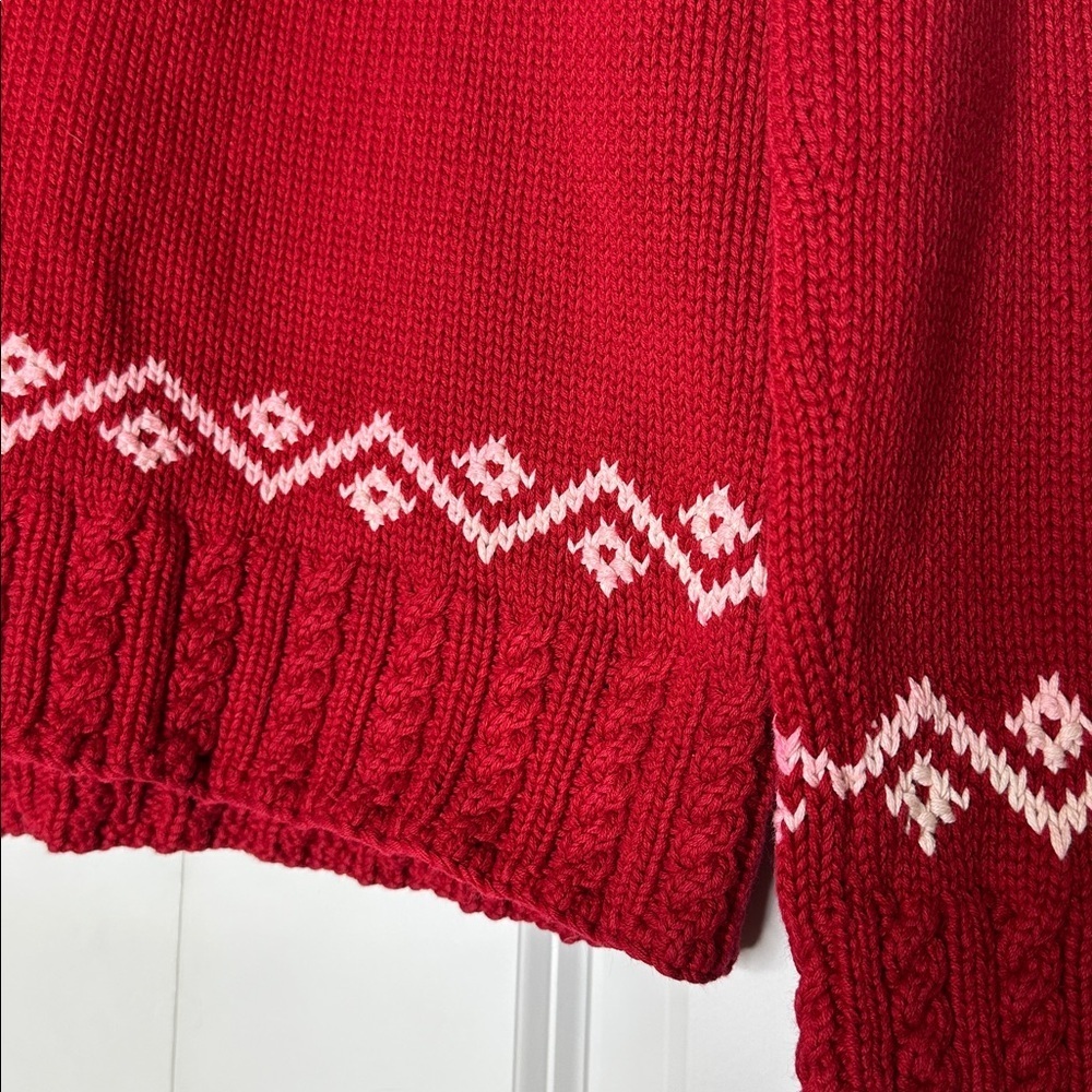 Vintage Ralph Lauren Sweater Snowflake Turtleneck Hand Knit Cotton Womens Large - Picture 3 of 11